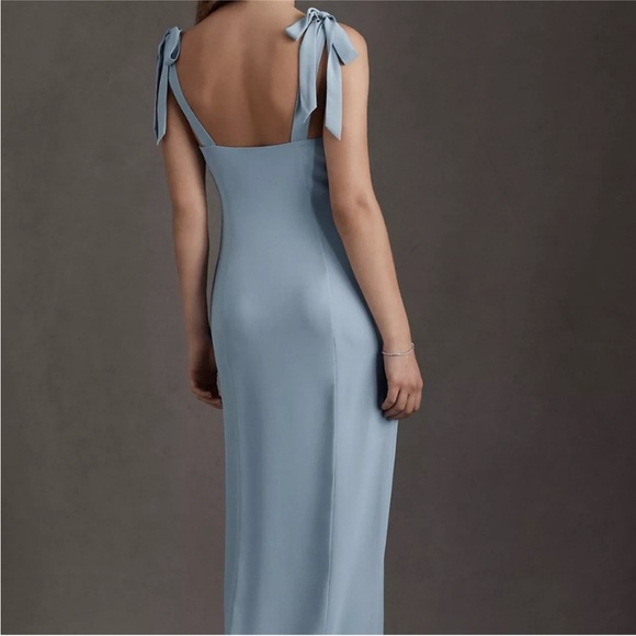 BHLDN Blue Storm Cloud Wedding Guest Sleeveless Dress with Slit Size 2 - Picture 5 of 10